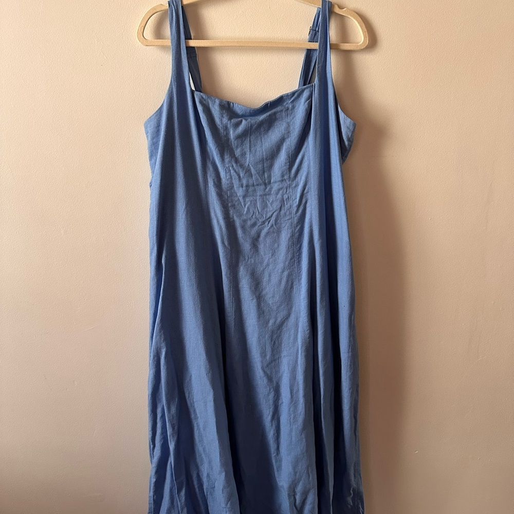 Abercrombie blue linen fit and flare dress - XL petite